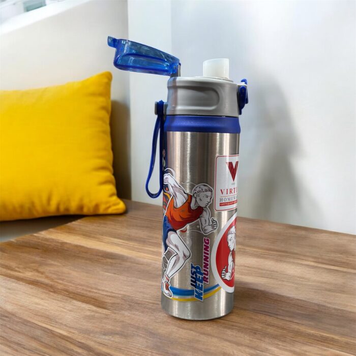 A durable and insulated Ocean Virtue HomeWare Steel Bottle (600ml), made from high-quality stainless steel, designed to keep beverages hot or cold for long hours. Leak-proof, rust-proof, and perfect for school, travel, hiking, and outdoor adventures.