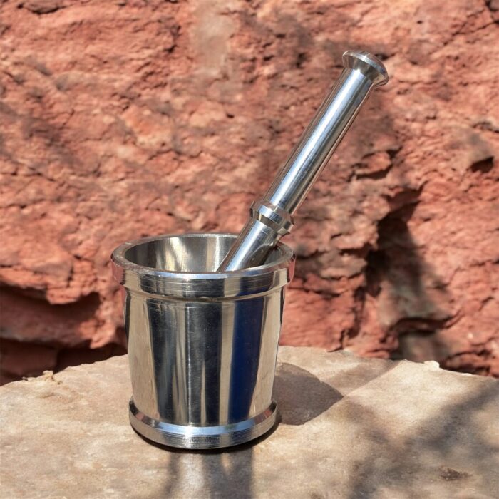 "Premium Stainless Steel Mortar and Pestle Okhli Masher – Ayurvedic and Herbal Grinder for Spices, Roots, and Medicinal Herbs. Available in 7 Sizes."
