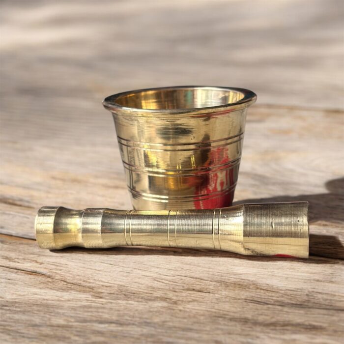 Pure Brass Mortar and Pestle Set – Traditional Ayurvedic Kharal Set in Small, Medium, and Large Sizes for Grinding Herbs, Spices, and Remedies
