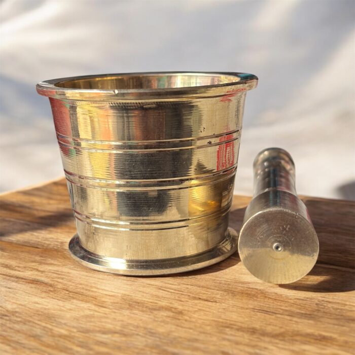 Pure Brass Mortar and Pestle Set – Traditional Ayurvedic Kharal Set in Small, Medium, and Large Sizes for Grinding Herbs, Spices, and Remedies