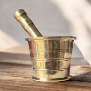 Pure Brass Mortar and Pestle Set – Traditional Ayurvedic Kharal Set in Small, Medium, and Large Sizes for Grinding Herbs, Spices, and Remedies