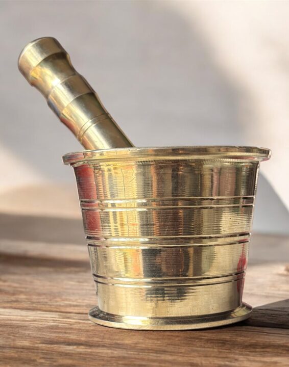 Pure Brass Mortar and Pestle Set &ndash; Traditional Ayurvedic Kharal Set in Small, Medium, and Large Sizes for Grinding Herbs, Spices, and Remedies