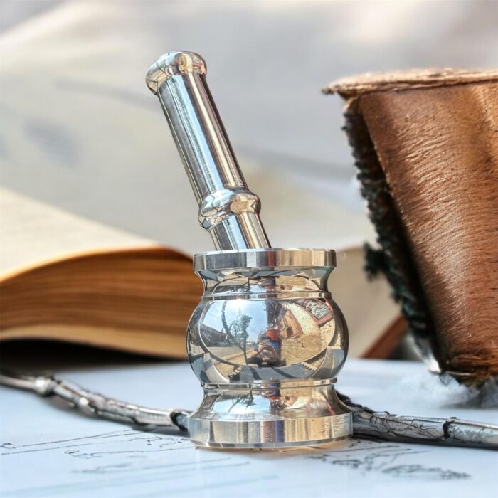 Aluminium Khal Batta (Mortar and Pestle) set, available in three different sizes for kitchen use.