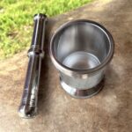 Stainless Steel Perfect Khal Batta World Cup Mortar and Pestle set, available in three sizes for grinding spices and herbs.