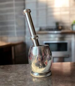 Stainless Steel Natraj Khal Batta (Mortar and Pestle) set in two sizes for grinding spices and herbs.