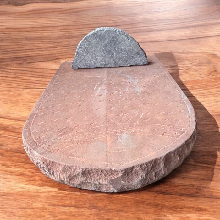 Natural Red Rock Portable Ammikallu (Silbatta Sanikallu) – Traditional Hand Grinder for Ayurvedic Herbal Preparations and Desi Kitchen Use