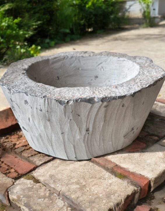 Punjabi Kunda Danda &ndash; Traditional Grinded Stone Mortar and Pestle with Hexagon Design for Ayurvedic and Herbal Preparations, Available in 8, 9, and 10 Inch Sizes