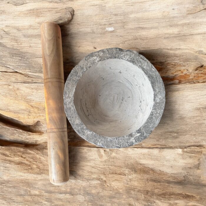 Punjabi Kunda Danda Mortar and Pestle – Grinded Stone, Round Design for Ayurvedic and Herbal Preparations, Available in 8 and 10 Inch Sizes