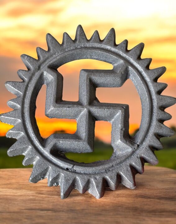 "Rulia Ram&rsquo;s Vastu Swastik Yantra made of iron &ndash; 7-inch traditional symbol for Vastu correction, protection, and spiritual energy in home entrances and pooja rooms"