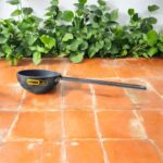 Compact black 240 ml hard anodised tadka pan with long handle – perfect for spice tempering and Indian cooking in small kitchens