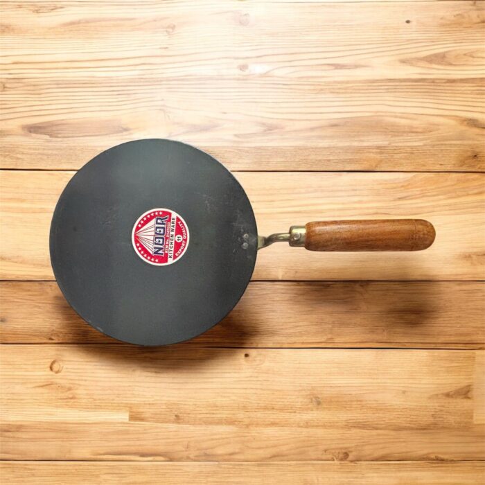 Noor Desi Iron Tawa with Wooden Handle – Traditional Flat Griddle for Roti and Paratha Cooking