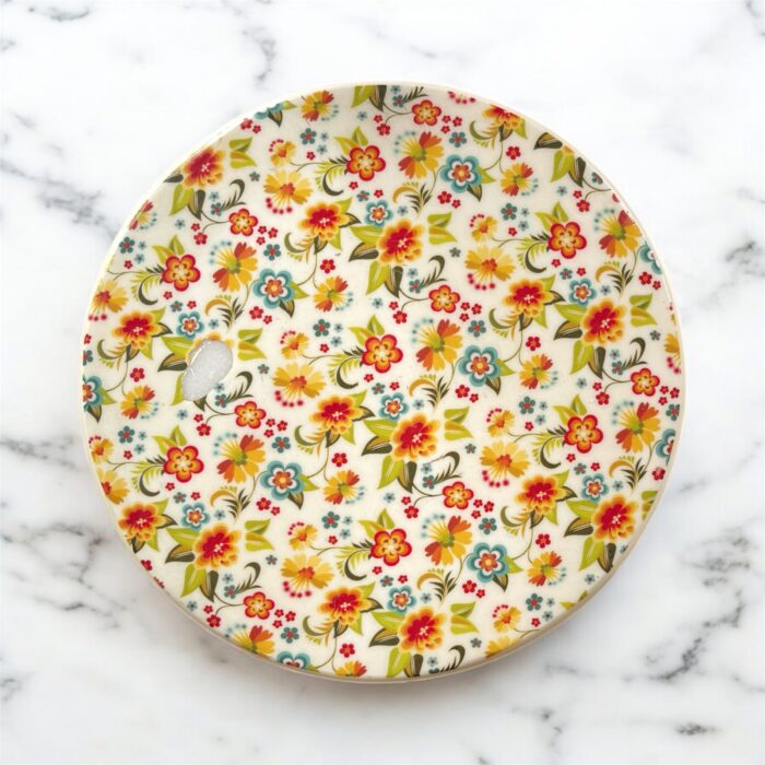BloomCraft Italian Marble Chakla Belan Set – 10-inch floral marble roti board with 12-inch wooden rolling pin, hygienic, premium, and perfect for gifting.