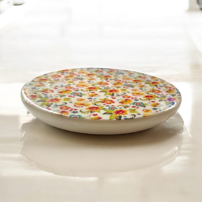 BloomCraft Italian Marble Chakla Belan Set – 10-inch floral marble roti board with 12-inch wooden rolling pin, hygienic, premium, and perfect for gifting.