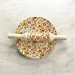 BloomCraft Italian Marble Chakla Belan Set – 10-inch floral marble roti board with 12-inch wooden rolling pin, hygienic, premium, and perfect for gifting.