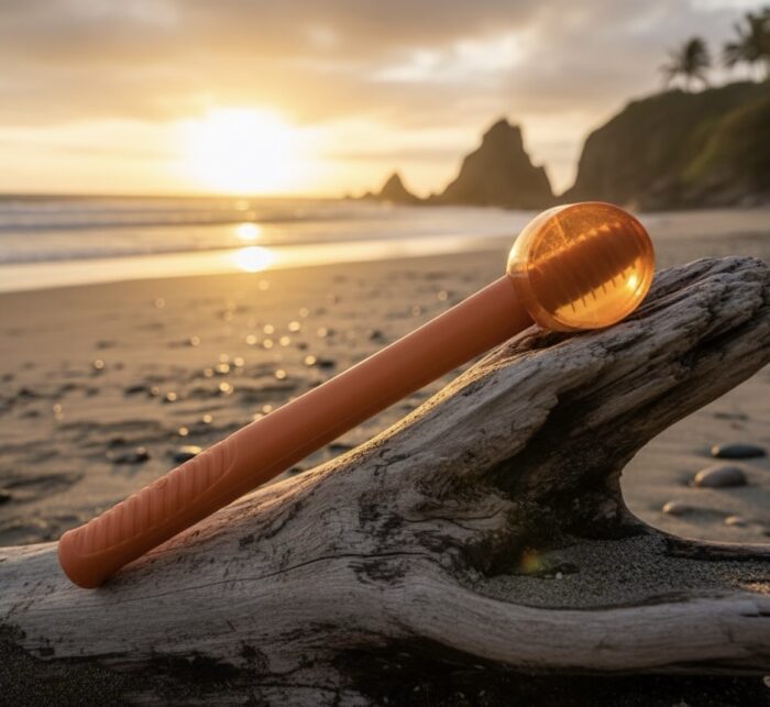 Orange rubber mallet hammer placed on wooden planks beside work gloves and tools, ideal for woodworking, carpentry, and furniture assembly – RRS ShockGuard™ 50mm/60mm.