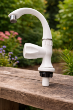 Kankhal Long Neck PVC Water Tap for Garden and Outdoor Watering, White Rust-Free Long Neck Tap for Hose Connection and Car Washing