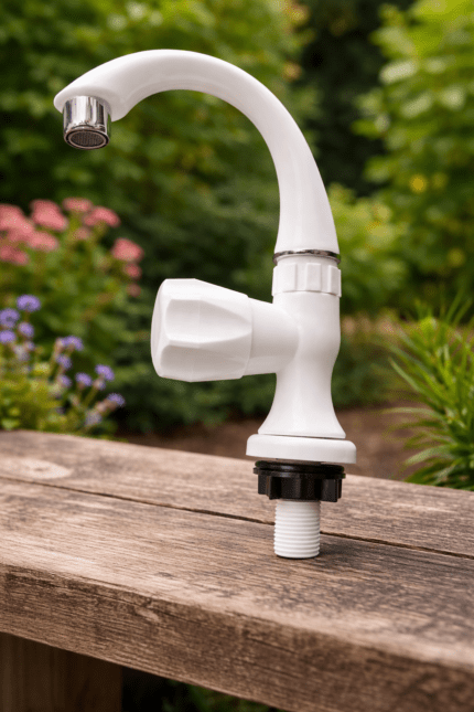 Kankhal Long Neck PVC Water Tap for Garden and Outdoor Watering, White Rust-Free Long Neck Tap for Hose Connection and Car Washing