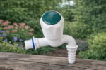 White long-neck PVC outdoor water tap with hose connection, ideal for garden watering, terrace use, car washing and outdoor utility areas – set of three.