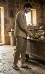 Traditional wooden charan paduka for gents used in temple and home mandir for daily puja and spiritual practices