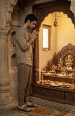 Traditional wooden charan paduka for gents used in temple and home mandir for daily puja and spiritual practices