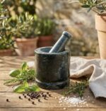 Ruliarams Black Royal Grind Marble Khalbatta Mortar and Pestle