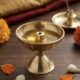Set of 2 pure brass akhand jyot diya for pooja rituals, traditional oil lamp for home temple and continuous flame worship