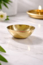 set of 4 pure brass diya bati oil holder bowls for pooja, mandir use, and diwali decoration in different sizes