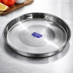 Badshah Classic Indian Stainless Steel Thali Set – Mirror Finish Dinner Plate Set (Pack of 6)