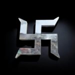 Mirror-finish stainless steel Shubh Swastik wall décor for Vastu, suitable for main door entrance, Griha Pravesh, Diwali decoration, and shop inauguration, available in 10 inch and 12 inch sizes.