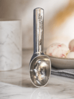 Jasper Classic Aluminium Ice Cream Scoop 8 inch silver metal scoop for serving ice cream, cookie dough, fruit, and food portions.