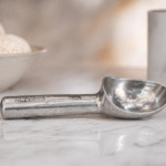 Jasper Classic Aluminium Ice Cream Scoop 8 inch silver metal scoop for serving ice cream, cookie dough, fruit, and food portions.