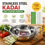 Golden Apple stainless steel kadai heavy 18 gauge cookware for sabzi frying curry available in 1 litre to 4 litre sizes