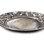 FloraShine stainless steel snack plate set of 6 with floral design, 8 inch lightweight plates for daily kitchen use, serving snacks and breakfast