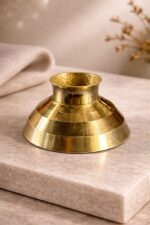 Set of 2 pure brass bati jyot with stand for pooja, small traditional diya for home temple and daily worship use