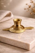 Set of 2 pure brass aarti diya with handle for pooja rituals, traditional oil lamp for home temple and festival use