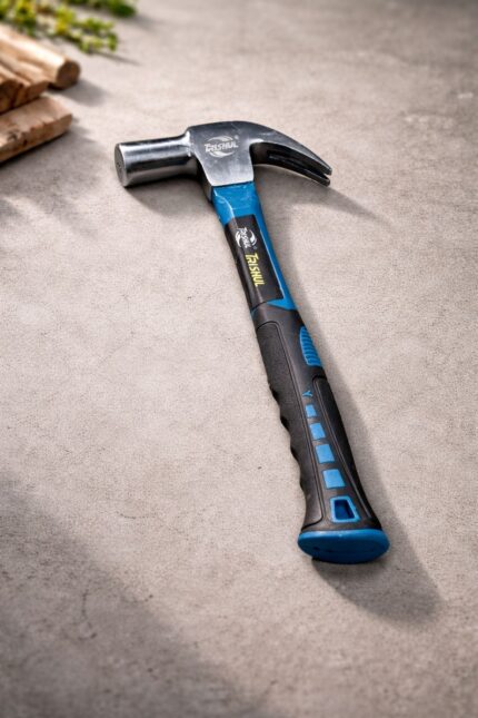 heavy duty claw hammer with steel head and ergonomic no slip grip handle for home repair, wall fixing, workshop and garage use