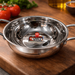 Golden Apple stainless steel kadai heavy 18 gauge cookware for sabzi frying curry available in 1 litre to 4 litre sizes