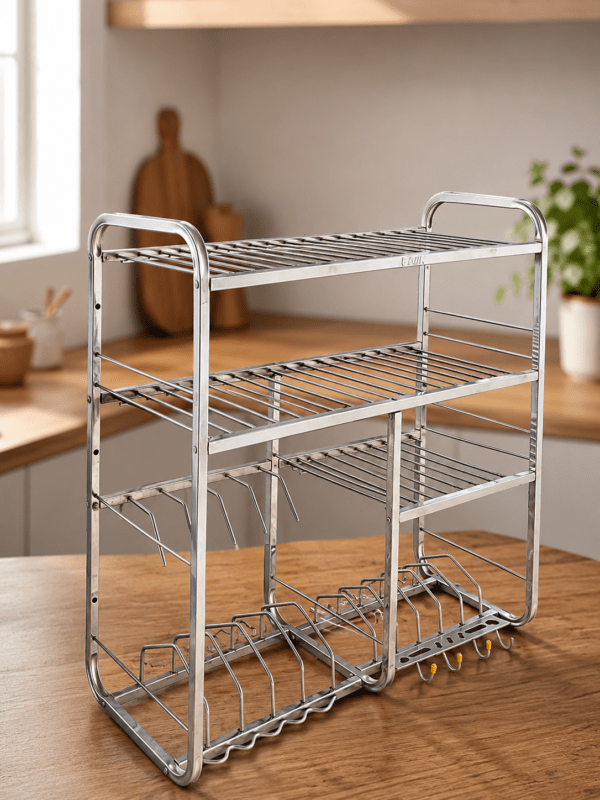 Priya SteelNest Elite Kitchen Rack 24x24 Inch | Premium Stainless Steel Dish Drying & Storage Organizer