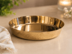 Handcrafted Ruliarams Rajbhog Bronze Thali 9–9.5 inch with traditional hammered finish, premium Ayurvedic dining plate for healthy and mindful eating. Caption: