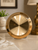Handcrafted Ruliarams Rajbhog Bronze Thali 9–9.5 inch with traditional hammered finish, premium Ayurvedic dining plate for healthy and mindful eating. Caption: