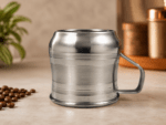 Rishi Gold™ Classic Stainless Steel Mug 200ml with mirror-polished finish and ergonomic handle. Premium food-grade stainless steel tea and coffee mug for home, office, café, restaurant, travel, and everyday use.