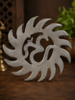 Ruliarams Surya Om traditional Indian metal wall decor featuring Surya and Om spiritual design for pooja room and home decoration, 8.5 inch