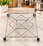 KOWS stainless steel hot pot stand set of 2 for patila, bhagona, kadai and cooker