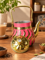 DHARA Gold Peach Decorative Tea Kettle – Medium | Stainless Steel Tea Server - Image 3