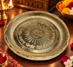 Ruliarams Gayatri Mantra Brass Pooja Plate with Om and Surya Embossed Design, 13 Inch
