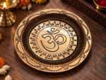Ruliarams Pure Copper Om Surya Pooja Plate with Embossed Gayatri Mantra Design